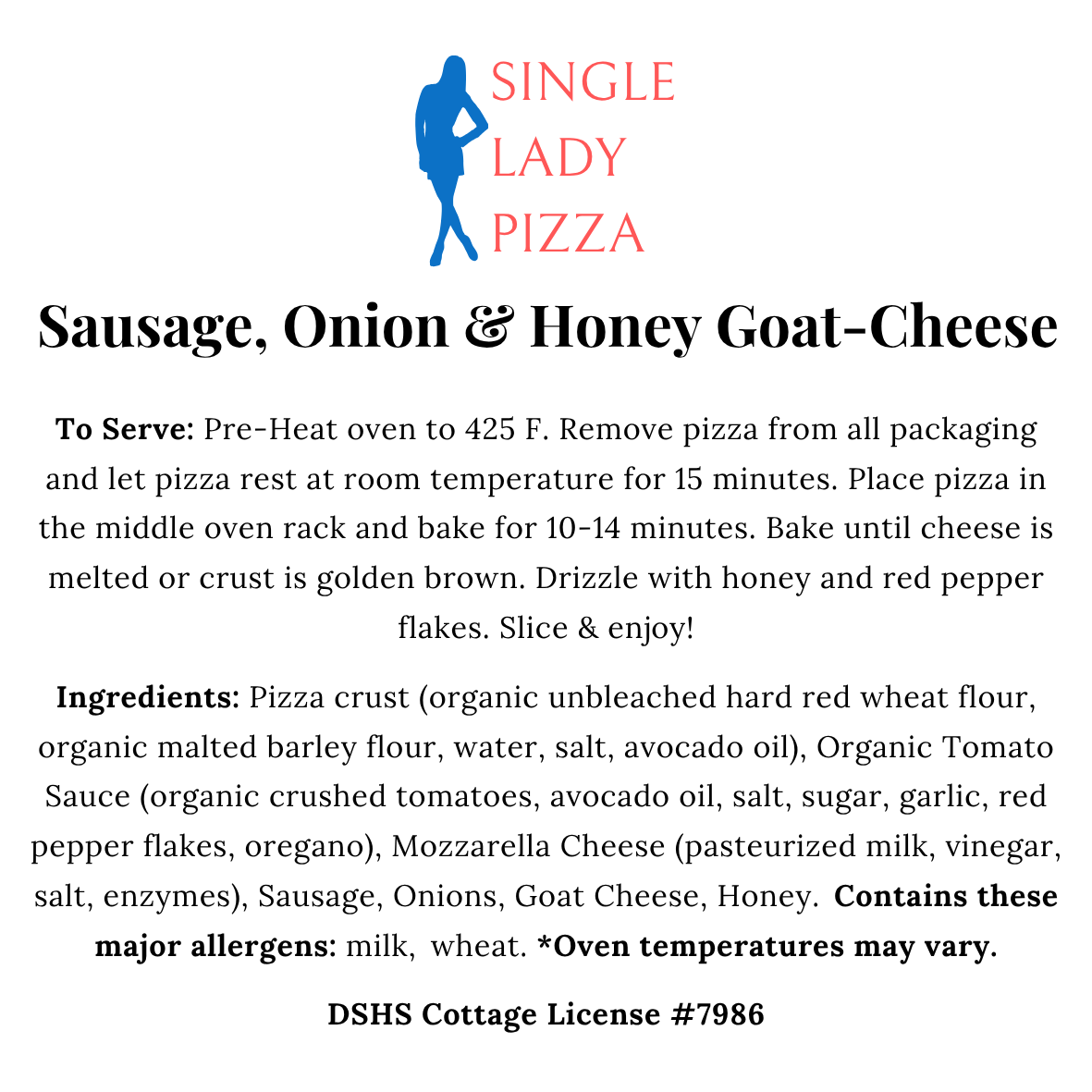 Sausage, Onion & Honey Goat Cheese Pizza