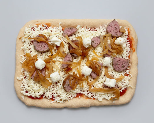 Sausage, Onion & Honey Goat Cheese Pizza