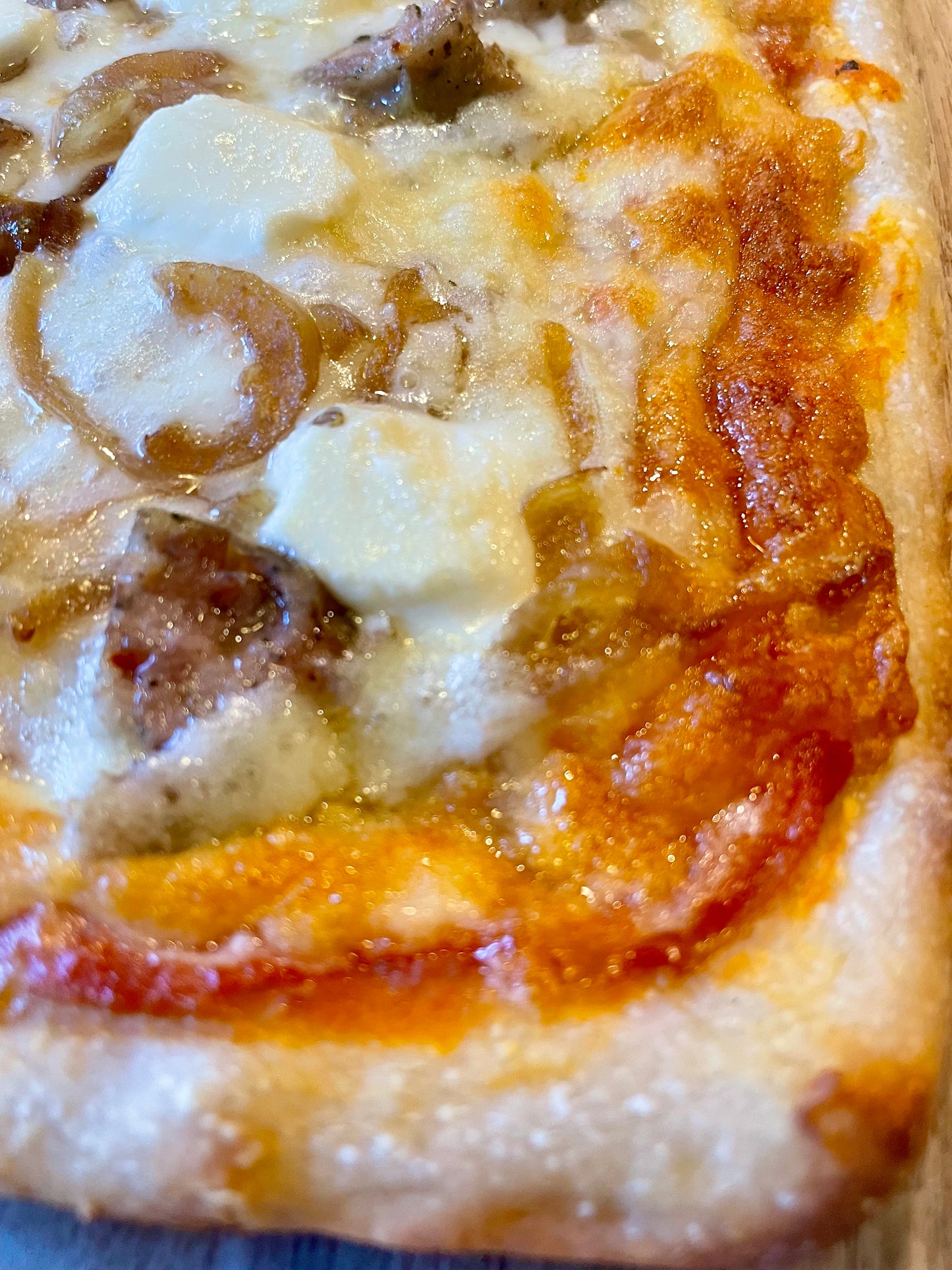 Sausage, Onion & Honey Goat Cheese Pizza